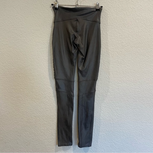 Spanx Faux Leather Moto Leggings in Olive Green - Picture 3 of 4
